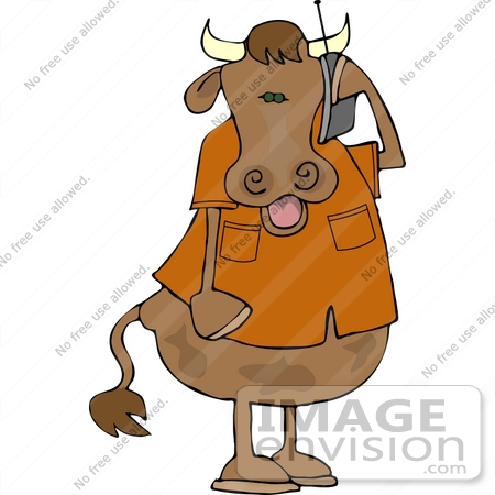 #12383 Cow Using a Cell Phone Clipart by DJArt
