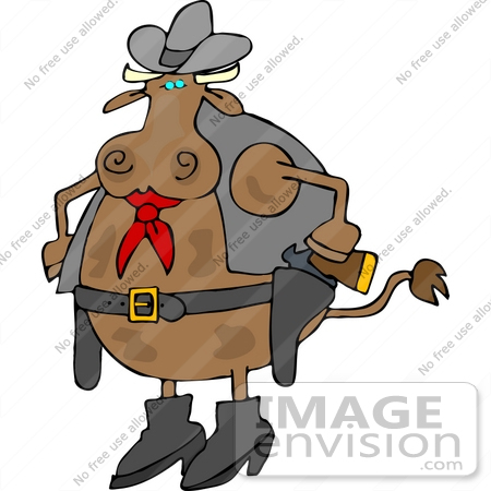 #12394 Cow Dressed as a Cowboy Clipart by DJArt