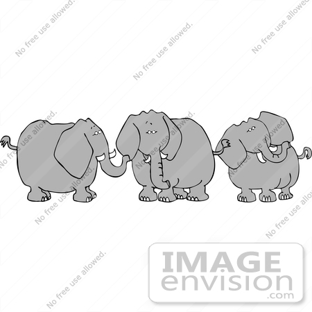 #12397 Three Elephants in Discussion Clipart by DJArt