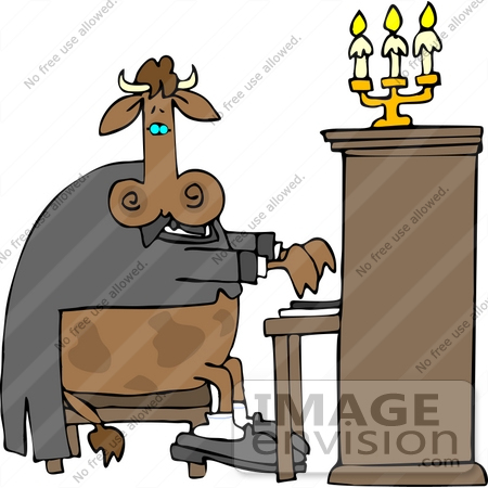 #12402 Cow Playing a Piano Clipart by DJArt