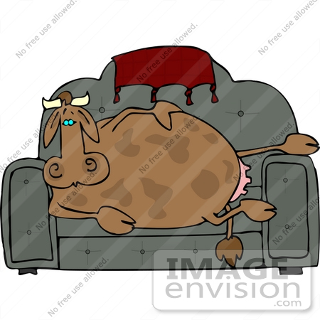 #12404 Couch Potato Cow Clipart by DJArt