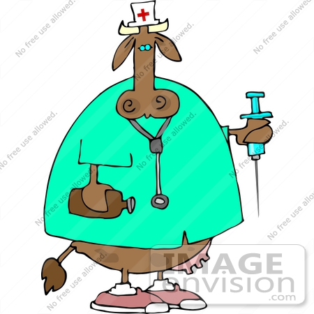 #12406 Cow in a Nurse Costume Clipart by DJArt