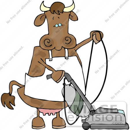 #12407 Cow Vacuuming Clipart by DJArt