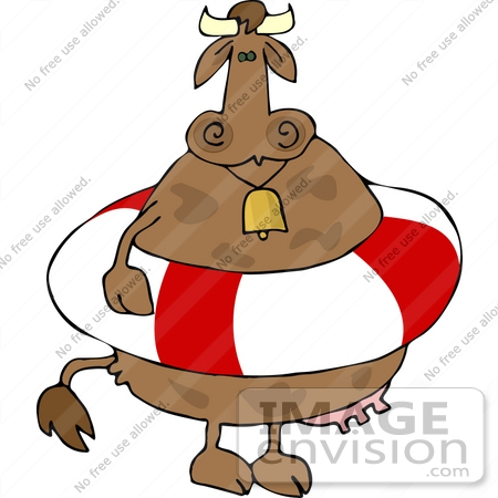 #12409 Cow in a Life Saver Clipart by DJArt