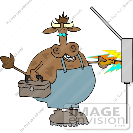 #12414 Cow Being Shocked Clipart by DJArt