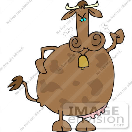 #12418 Mad Brown Cow Clipart by DJArt