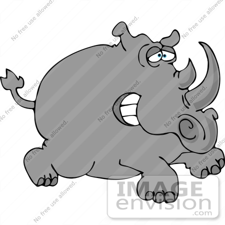 #12424 Running Gray Rhinoceros Clipart by DJArt