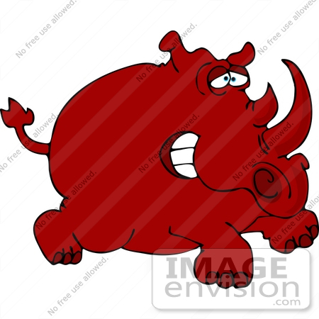 #12425 Running Red Rhinoceros Clipart by DJArt