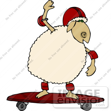 #12466 Sheep on a Skateboard Clipart by DJArt