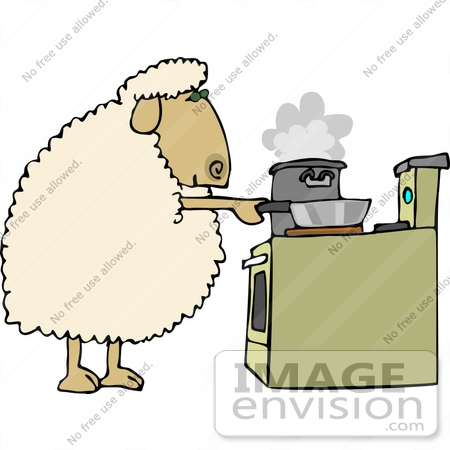 #12467 Cooking Sheep Clipart by DJArt