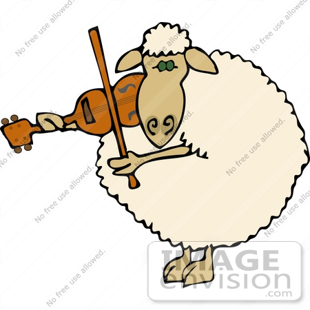 #12473 Sheep Playing a Violin Clipart by DJArt