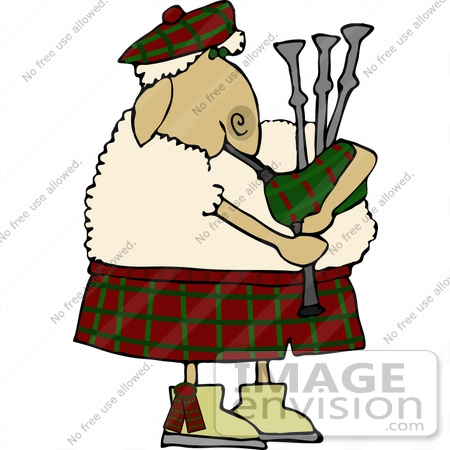 #12479 Sheep Playing Bagpipes Clipart by DJArt