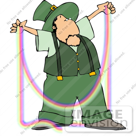 #12489 Leprechaun Holding the Rainbow Clipart by DJArt