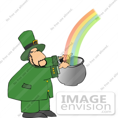 #12492 Leprechaun Catching a Rainbow Clipart by DJArt