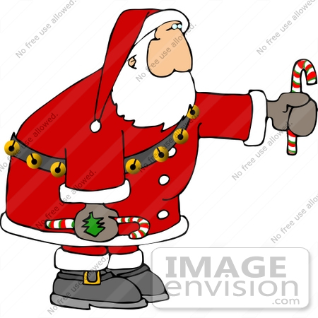 #12508 Santa Holding Candy Canes Clipart by DJArt