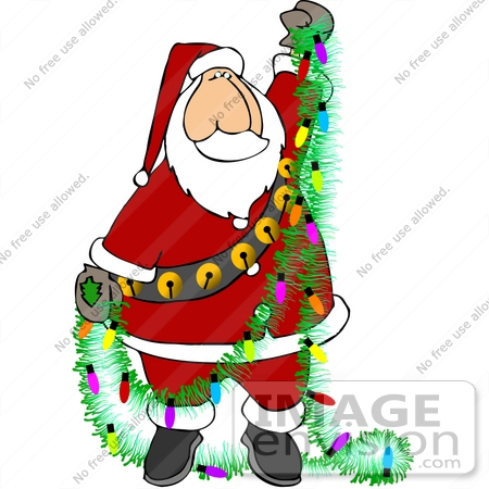 #12510 Santa Untangling Christmas Lights Clipart by DJArt