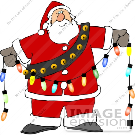 #12516 Santa Holding Christmas Lights Clipart by DJArt