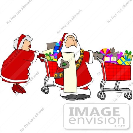 #12519 Mrs Claus Christmas Shopping With Santa Clipart by DJArt