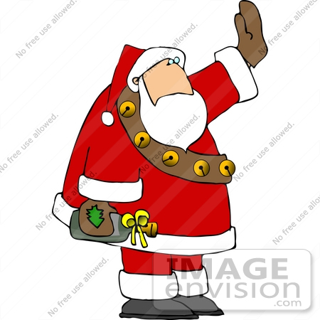 #12544 Santa Carrying a Bottle of Wine Clipart by DJArt