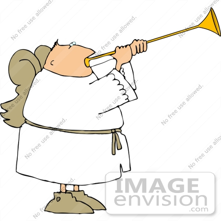 #12564 Angel Playing a Trumpet Clipart by DJArt