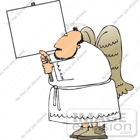 #12567 Male Angel Holding a Blank Sign Clipart by DJArt