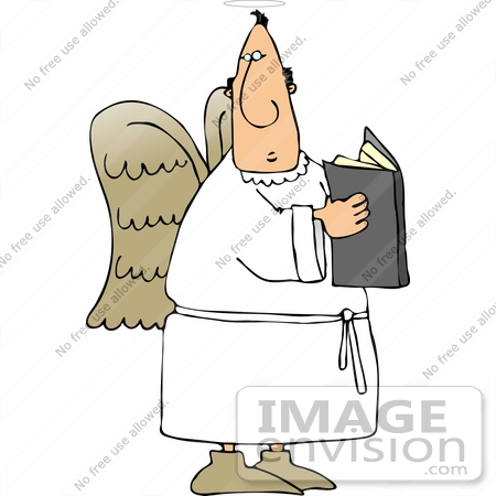 #12570 Angel Reading a Book Clipart by DJArt