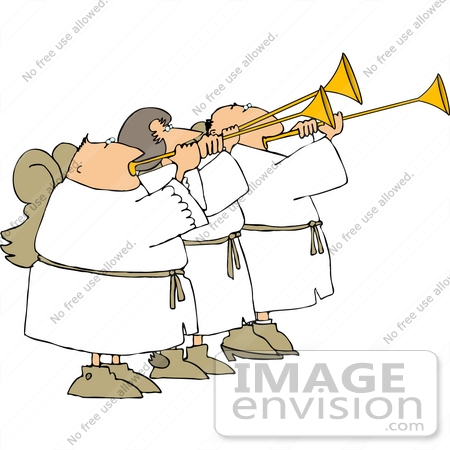 #12572 Angels Playing Trumpets Clipart by DJArt