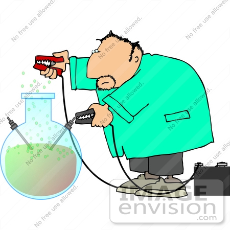 #12577 Scientist Using Jumper Cables on a Elixer Clipart by DJArt