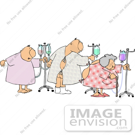 #12578 Two Men and a Woman in Hospital Gowns Clipart by DJArt