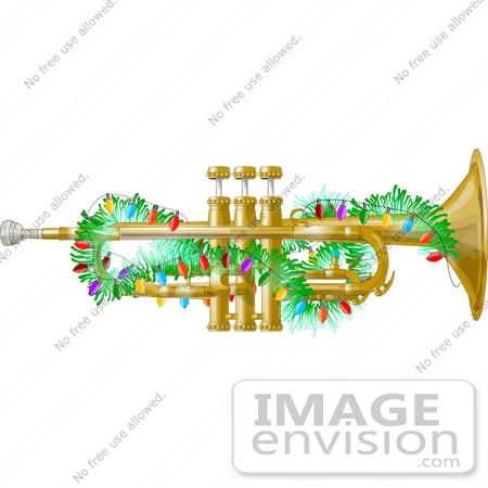 #12590 Horn Decorated With Christmas Lights Clipart by DJArt