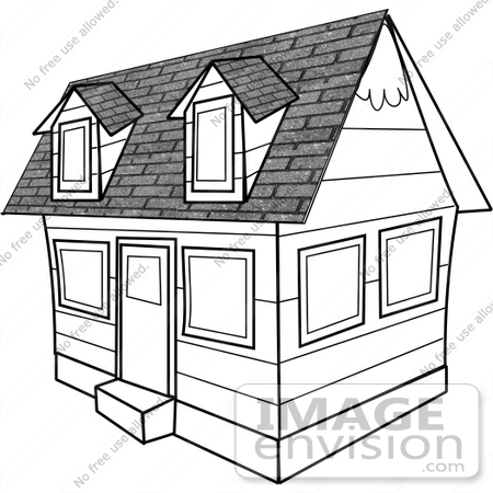 #12595 Cape Cod House Clipart by DJArt