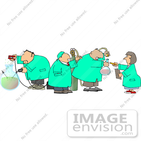 #12597 Three Scientists Being Inspected Clipart by DJArt