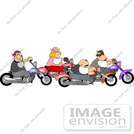 #12598 Team of Bikers on Motorcycles Clipart by DJArt
