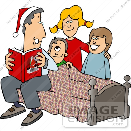 #12605 Family Reading a Christmas Story Clipart by DJArt