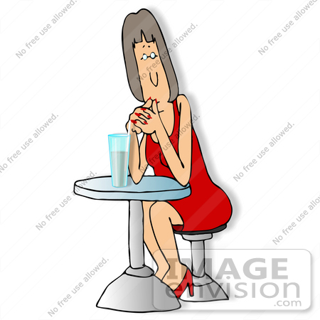 #12606 Woman Having a Drink Clipart by DJArt