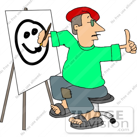 #12607 Artist Painting a Face on Easel Clipart by DJArt