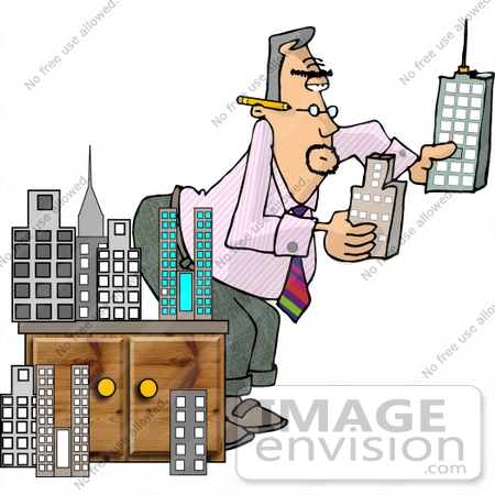 #12610 Male Architect With Building Models Clipart by DJArt