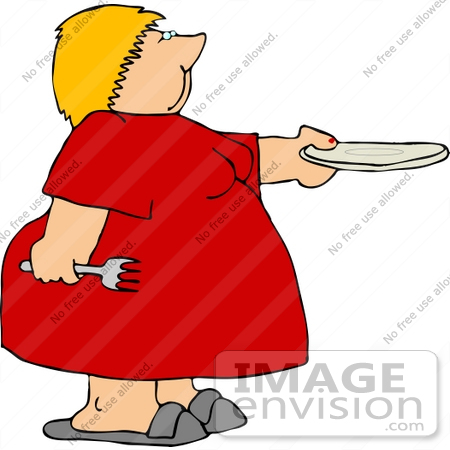#12619 Overweight Woman Wanting Seconds Clipart by DJArt
