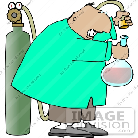 #12626 Scientist Putting Oxygen in His Concoction Clipart by DJArt