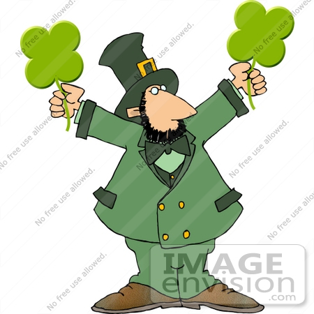 #12629 St Paddy’s Day Leprechaun With Clovers Clipart by DJArt