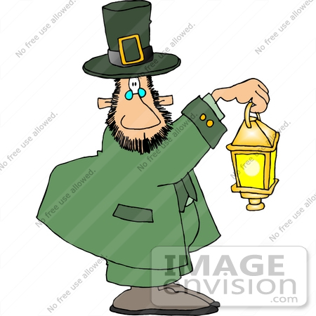 #12633 Leprechaun Carrying a Lantern Clipart by DJArt