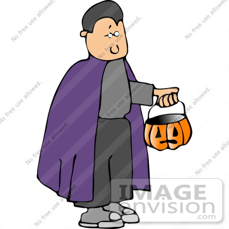 #12639 Boy in a Vampire Costume on Halloween Clipart by DJArt