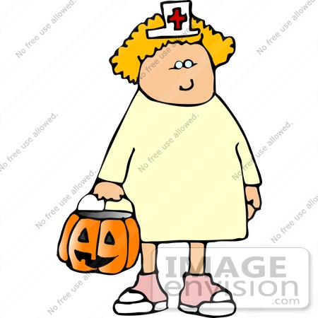 #12643 Girl in a Nurse Costume on Halloween Clipart by DJArt