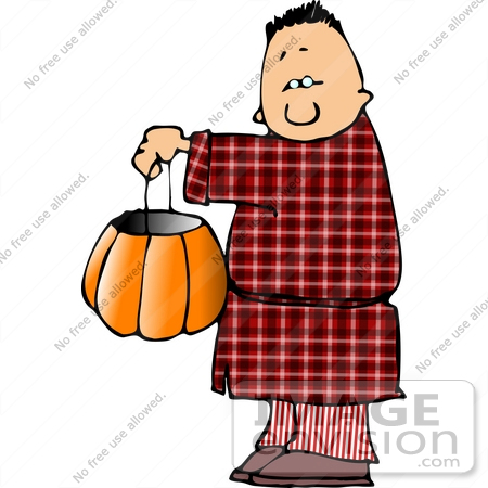 #12645 Boy in a Sleep Walker Costume on Halloween Clipart by DJArt