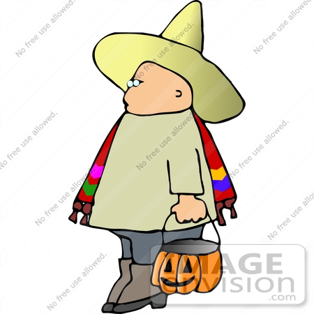 #12647 Boy in a Bandito Costume on Halloween Clipart by DJArt