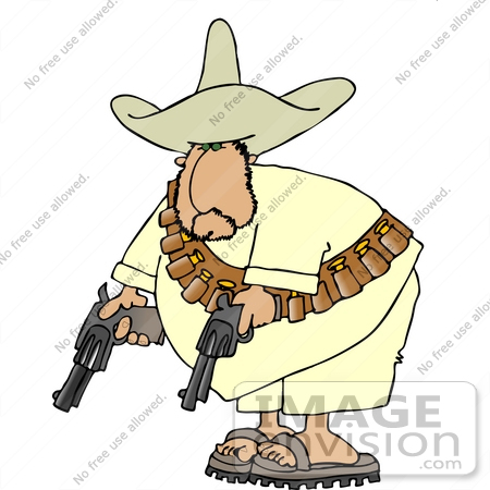 #12651 Male Mexican Bandito With Pistils Clipart by DJArt