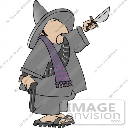 #12652 Bandito With a Gun and Knife Clipart by DJArt