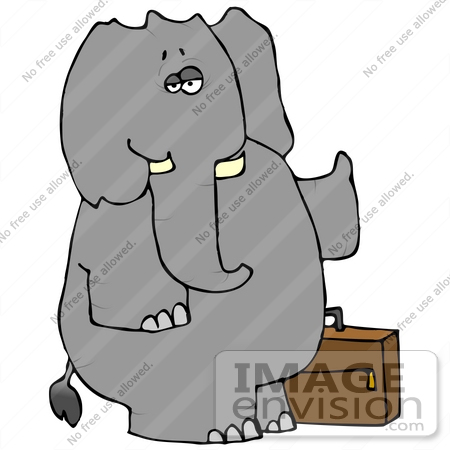 #12656 Elephant With Luggage, Hitchhiking Clipart by DJArt