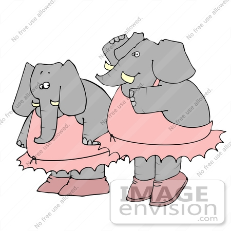 #12657 Two Elephants Doing Ballet Clipart by DJArt