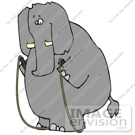 #12658 Elephant Exercising With a Jump Rope Clipart by DJArt